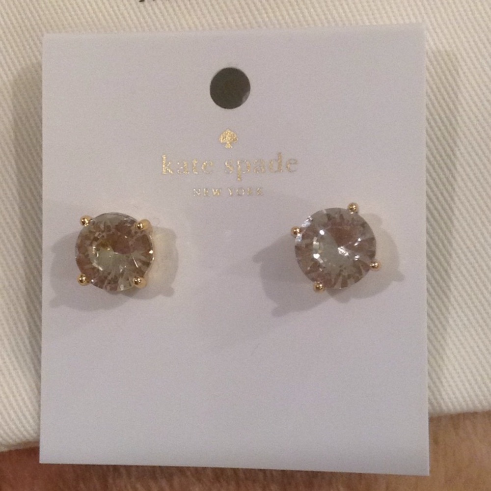 ♠️Kate Spade♠️ Clear Gold Gumdrop Stud Earrings - Picture 6 of 8